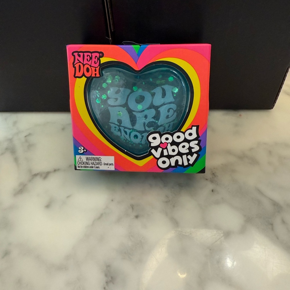 NeeDoh Good Vibes Only Heart Stress Ball - Teal Glitter